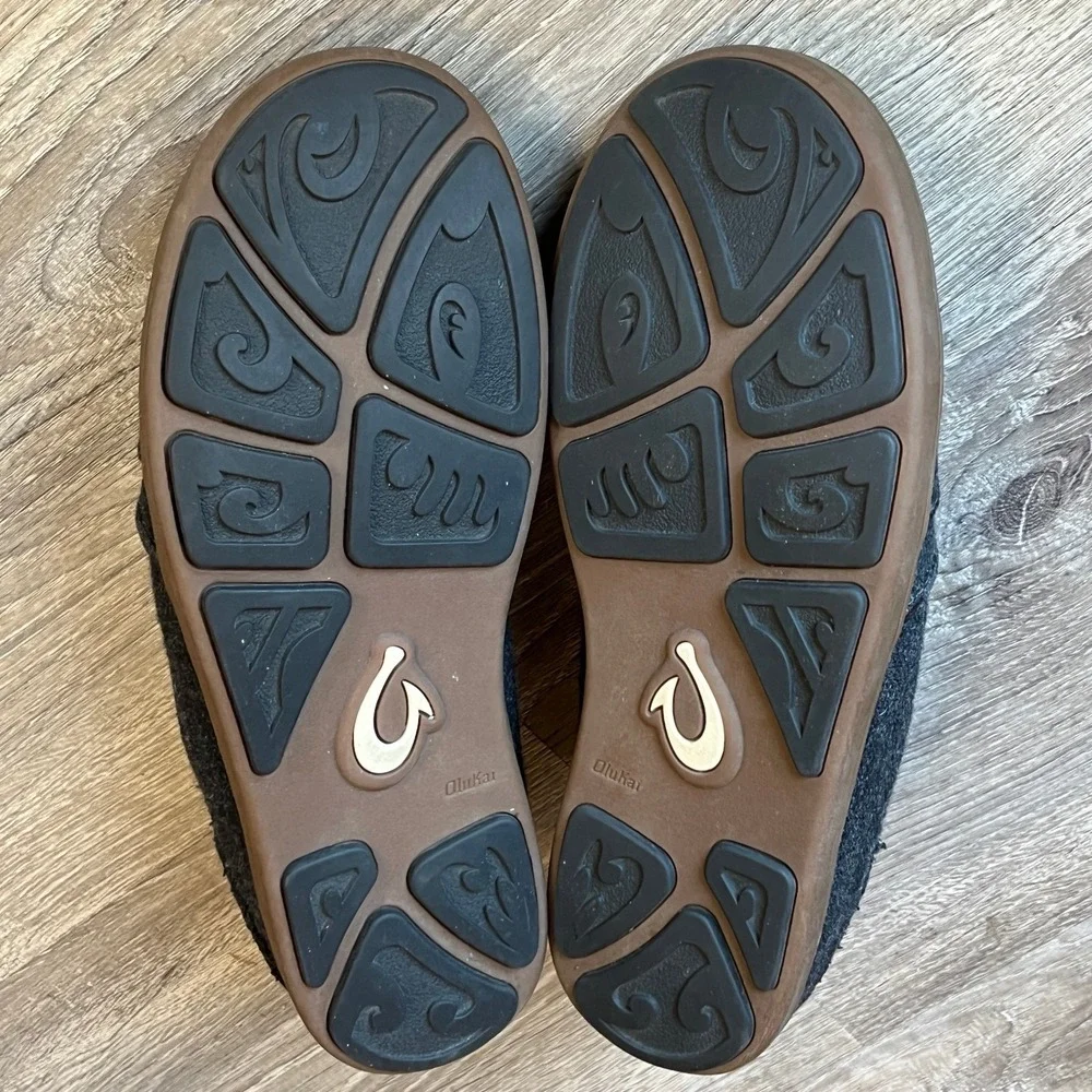 Olukai Nohea Wool Loafers Gray Slip On Shoes Drop In Heel Mens 8‎ EU 41